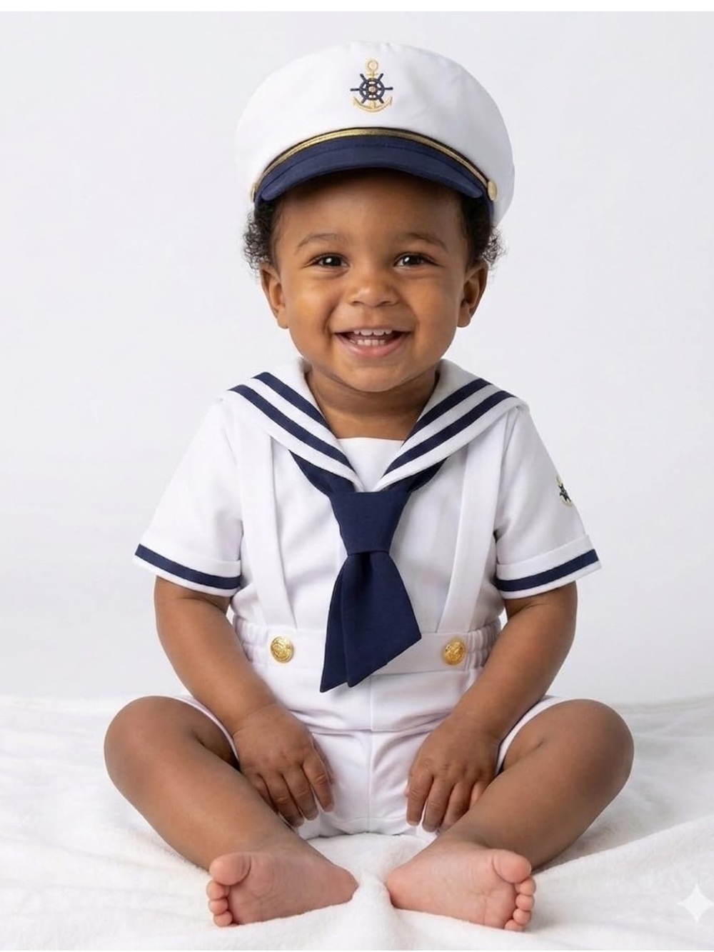 Amazon White Navy Gold Sailor Matching Set for Kids